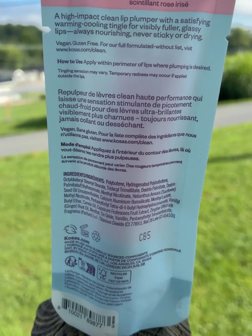 Kosas Lip Plumper Packaging in Pink and Teal